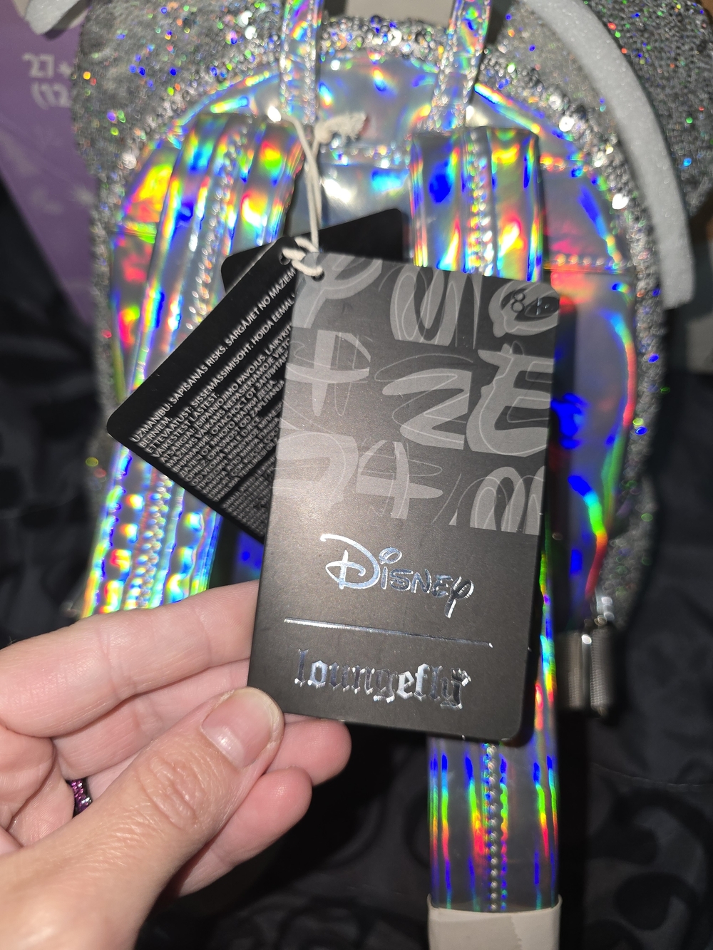 Disney x Loungefly Silver Holographic Minnie Ear Backpack - Picture 4 of 5